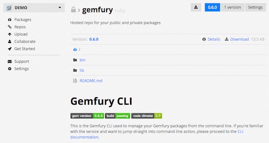 Gemfury Screenshot